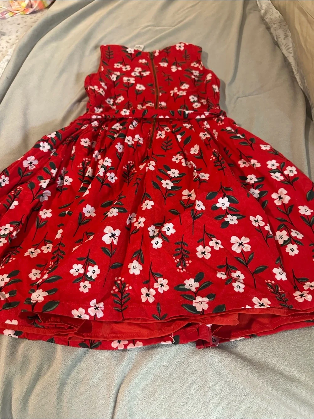 Carter's Red Floral Sleeveless Tie-Waist Dress